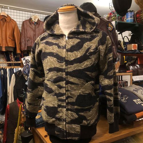 BUZZ RICKSONS HOODED FULL ZIP SWEAT PARKA TIGER CAMOUFLAGE