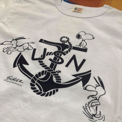 BUZZ RICKSONS × PEANUTS S/S T-SHIRT SNOOPY ”U.S.N. WHITE