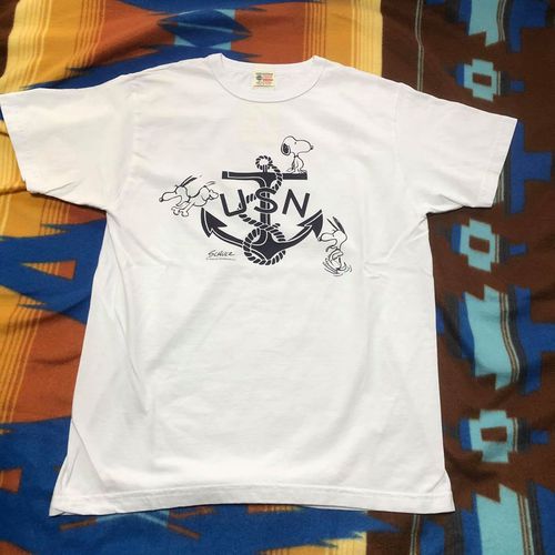 BUZZ RICKSONS × PEANUTS S/S T-SHIRT SNOOPY ”U.S.N. WHITE
