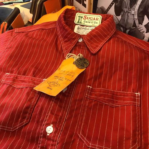 SUGAR CANE FICTION ROMANCE 8.5oz. RED WABASH S/S WORK SHIRT