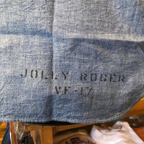 BUZZ RICKSONS BLUE CHAMBRAY S/S WORK SHIRT ”JOLLY ROGERS”