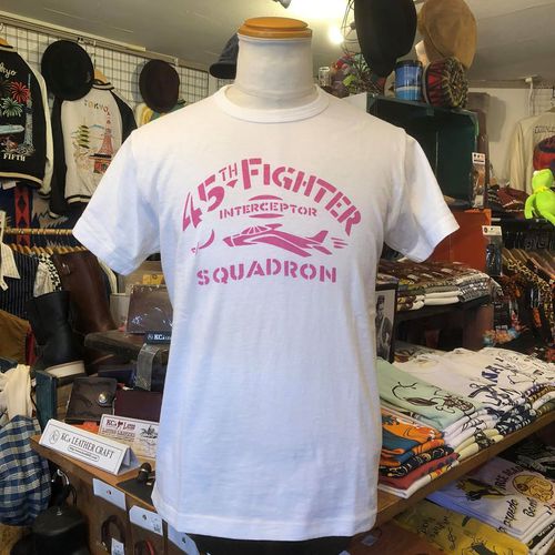 BUZZ RICKSONS SLUB YARN Tee ”45th FIGHTER INTCP.SQ.”WHITE