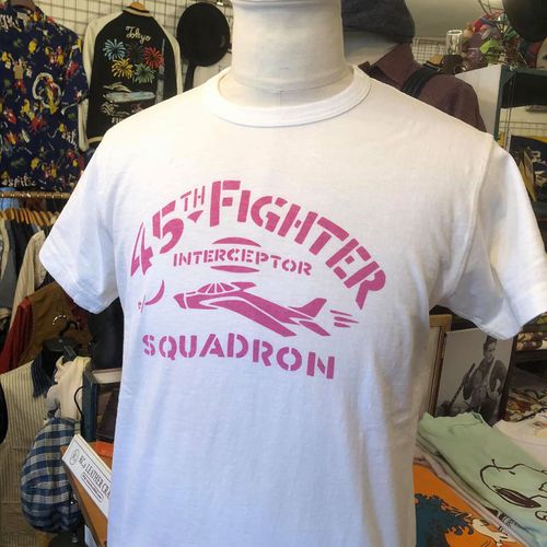 BUZZ RICKSONS SLUB YARN Tee ”45th FIGHTER INTCP.SQ.”WHITE
