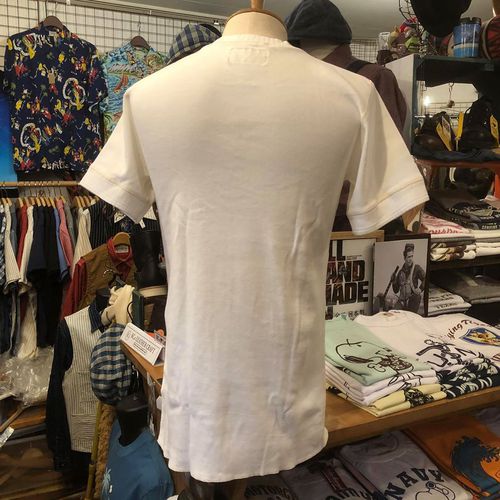 FICTION ROMANCE HEAVY COTTON S/S HENLEY NECK T-SHIRT WHITE
