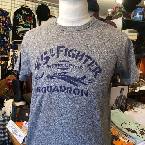 BUZZ RICKSONS SLUB YARN S/S Tee ”45th FTR INTCP.SQ.”GY