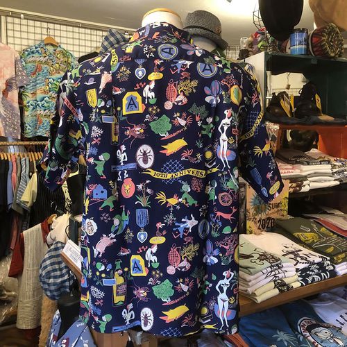 SUN SURF SP S/S HAWAIIAN SHIRT ”ONE PUKA PUKA”NAVY
