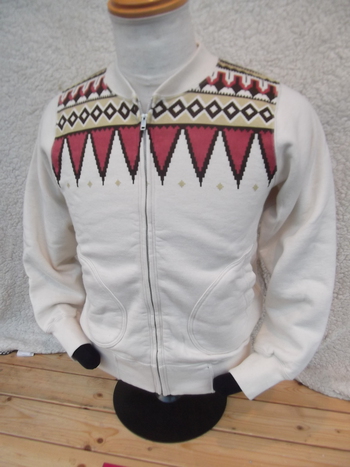 着まわし抜群！FULL　ZIP　SWEAT CARDIGAN『CHIMAYO MOTIF』NATURAL