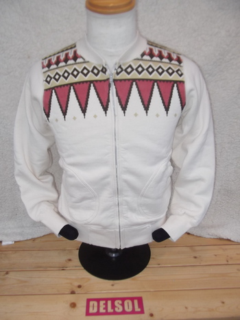 着まわし抜群！FULL　ZIP　SWEAT CARDIGAN『CHIMAYO MOTIF』NATURAL