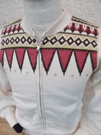 着まわし抜群！FULL　ZIP　SWEAT CARDIGAN『CHIMAYO MOTIF』NATURAL