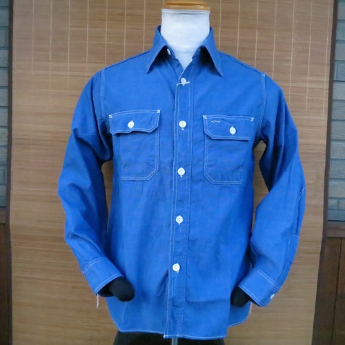 SUGAR CANE VAT DYE CHAMBRAY  L/S WORK SHIRT SC25513-125/BLUE