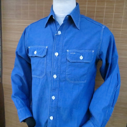 SUGAR CANE VAT DYE CHAMBRAY  L/S WORK SHIRT SC25513-125/BLUE