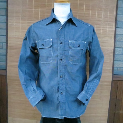 SUGAR CANE VAT DYE CHAMBRAY  L/S WORK SHIRT SC25513-128/NAVY
