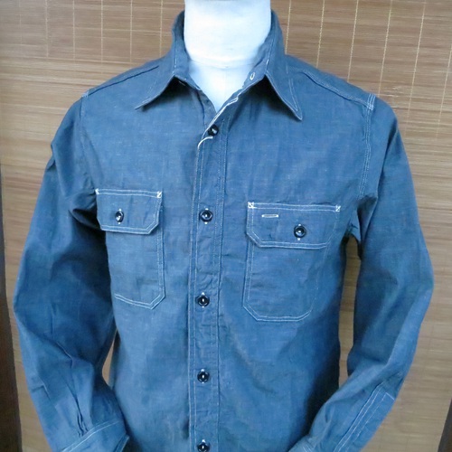 SUGAR CANE VAT DYE CHAMBRAY  L/S WORK SHIRT SC25513-128/NAVY