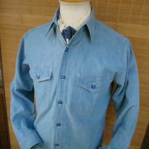 BUZZ RICKSONS BLUE CHAMBRAY L/S WORK SHIRT 『CVA-38』STENCIL