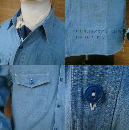 BUZZ RICKSONS BLUE CHAMBRAY L/S WORK SHIRT 『CVA-38』STENCIL