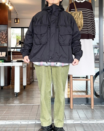 POWDERHORN MOUNTAINEERING　FISHING JACKET　ナイロンショート丈ジャケット　黒