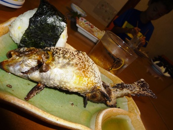 柿原養鱒場で釣って塩焼きで乾杯♪