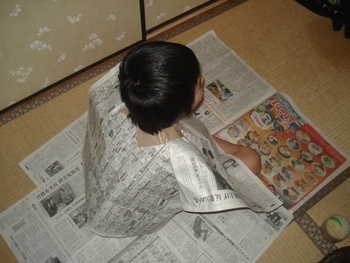 息子の髪を切る℃~