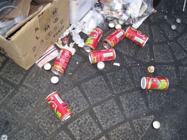 空き缶や生ごみが散乱しているところも