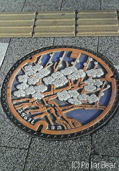 府中市の梅の花柄のマンホールです。