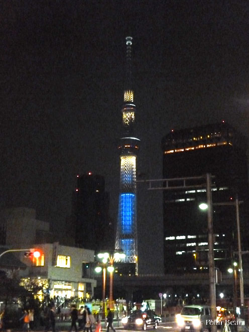 雷門そばからみましたスカイツリーの夜景です(^^)
