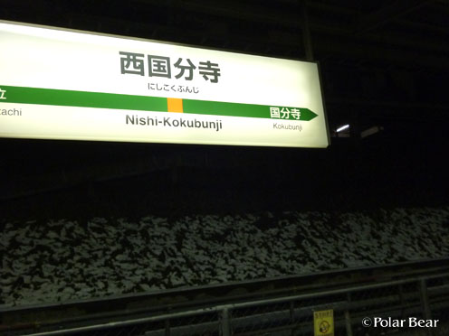JR西国分寺駅ホームから見ました「雪」です。