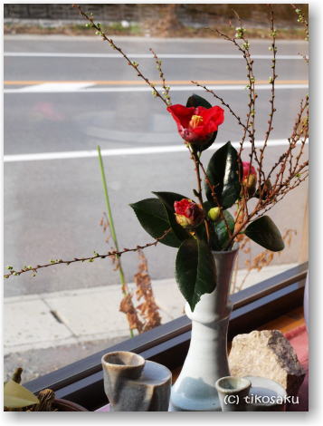 椿の花活け