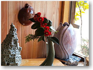 椿の花活け