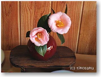 椿の花活け
