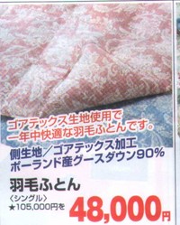 ホコリの出ない羽毛ふとん